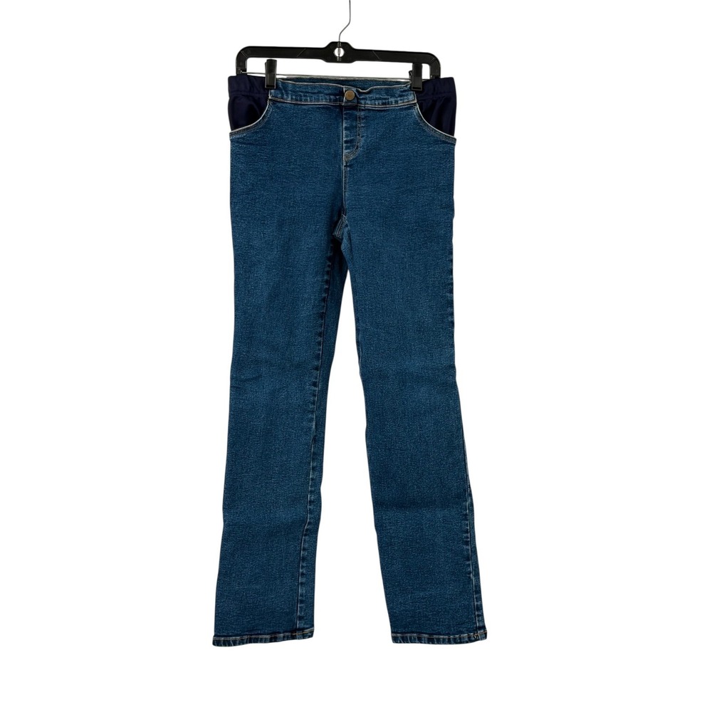 Anticipation Womens Maternity Jeans Blue Denim Straight Leg Elastic Side Size S